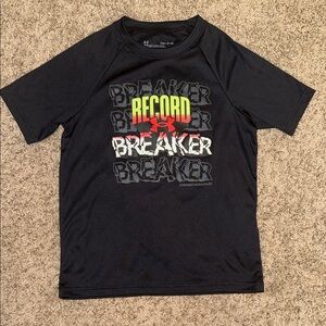 Under Armour Kids Black and Red Record Breaker Tee